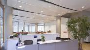 Die einergieeffizienten Downlights sorgen für eine ausgewogene Beleuchtung der Büroflächen.
