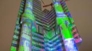 Die Lichtinstallation „Green Building“ des Künstlers Philipp Geist am 114 Meter hohen HVB-Tower wurde am 25.1.2015 zum ersten Mal gezeigt. Quelle: HVB Immobilien AG / Philipp Geist / HG Esch
