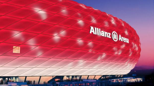 Designstudie/Visualisierung der Allianz Arena mit ihrer künftigen Philips LED-Fassadenbleuchtung.
