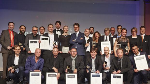 Die Preisträger des Deutschen Lichtdesign-Preises 2015 während der Gala, die im Mai in Frankfurt stattfand. Foto: Chrostoph Meinschäfer