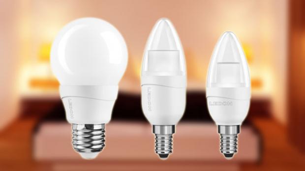 Ledon Candlelights (von links): 7 Watt LED-Lampe mit 350 Lumen, 6 Watt LED-Kerze mit 350 Lumen und 5 Watt LED-Kerze mit 250 Lumen.