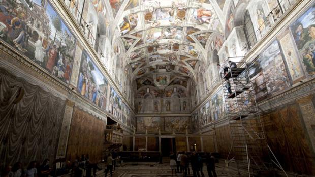 Neues LED-Licht für die Sixtinische Kapelle in Rom wird noch bis ins kommende Jahr installiert. Quelle: FOTO SEVIZIO FOTOGRAFICO MUSEI VATICANI