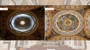 Kuppel im Petersdom mit alter und neuer Beleuchtung