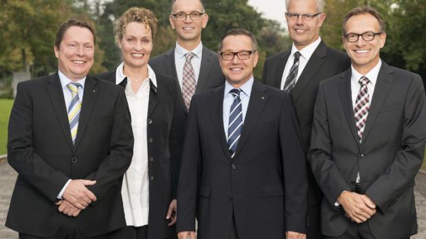 Die WAGO-Geschäftsleitung (von links): Sven Hohorst, Tordis Eulenberg, Dr. Thomas Albers, Axel Börner, Ulrich Bohling und Jürgen Schäfer.